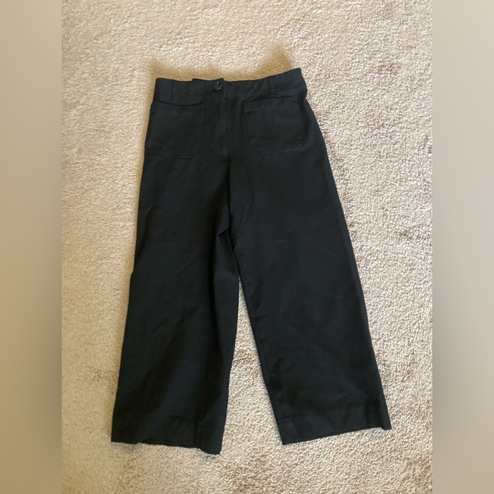 Quince Black Wide Leg Crop Pants